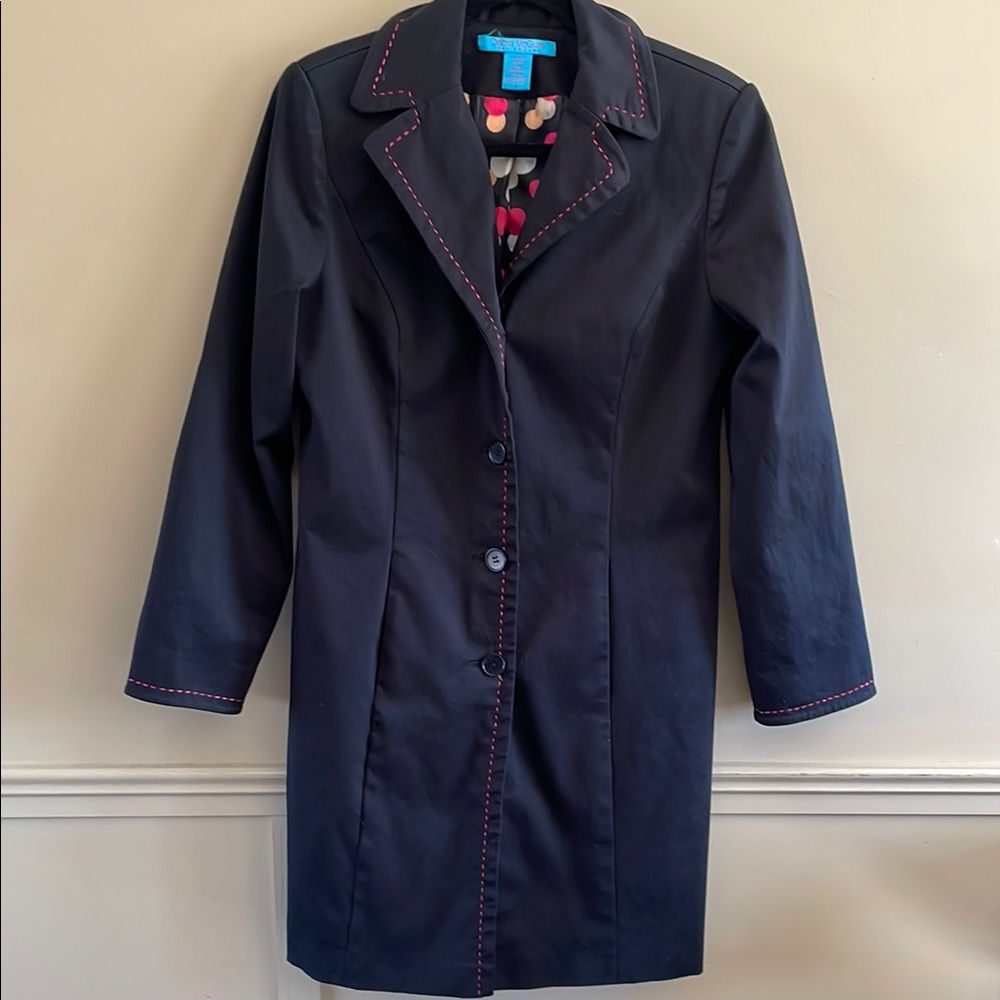 Knee length jacket/blazer. Black and red. Size 12